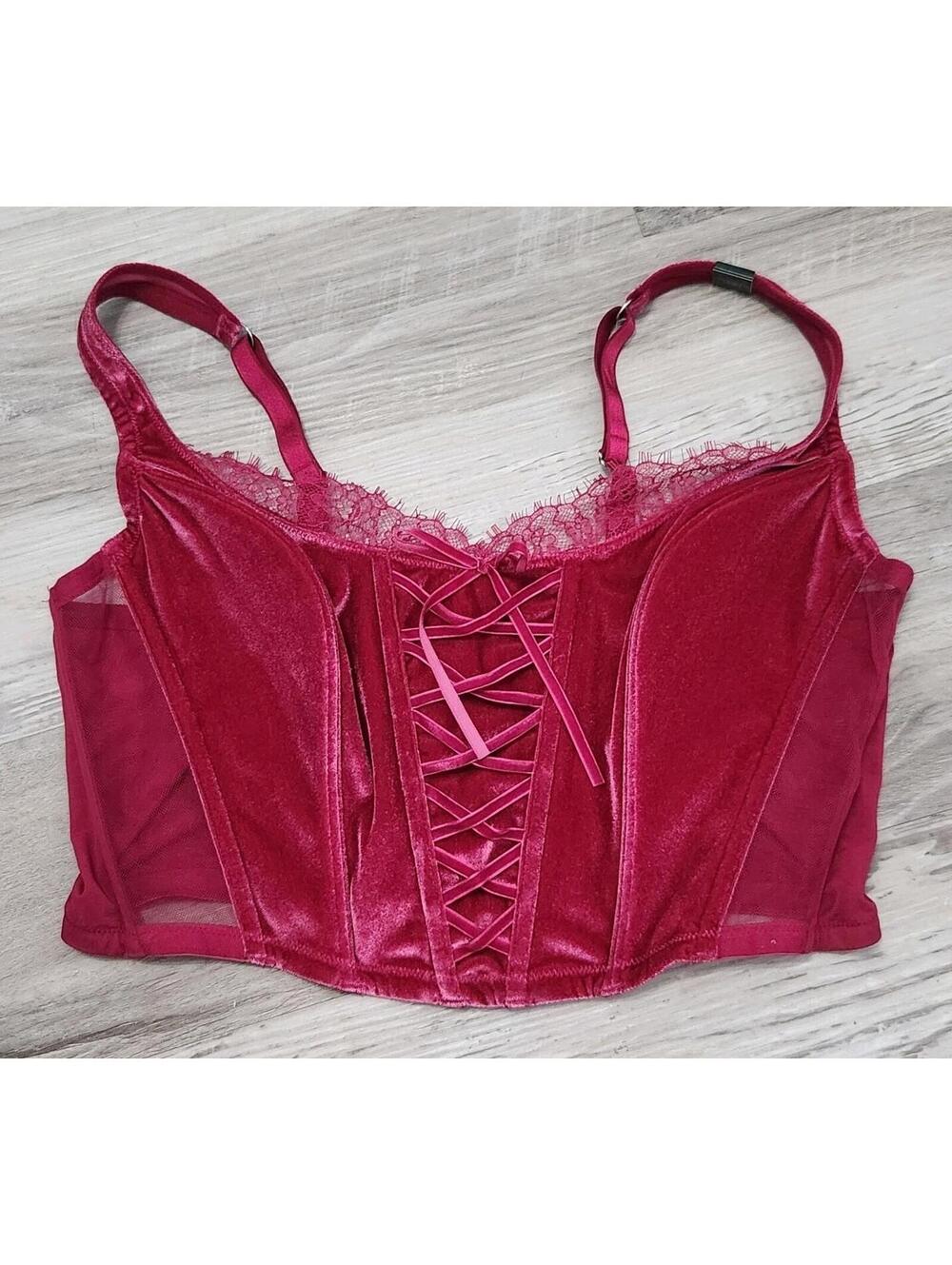Victoria Secret Dream Angels Corset Top Extra Large NWT Hot Pink Velvet